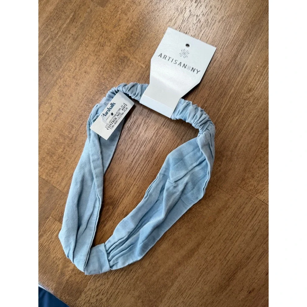 Artisan NY Kids Light Blue Chambray Knotted Elastic Headband NWT